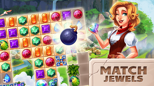 Jewel Quest Match 3 Adventure - Emma'nın macera dolu yolculuğunda hazine avcılığı yapın